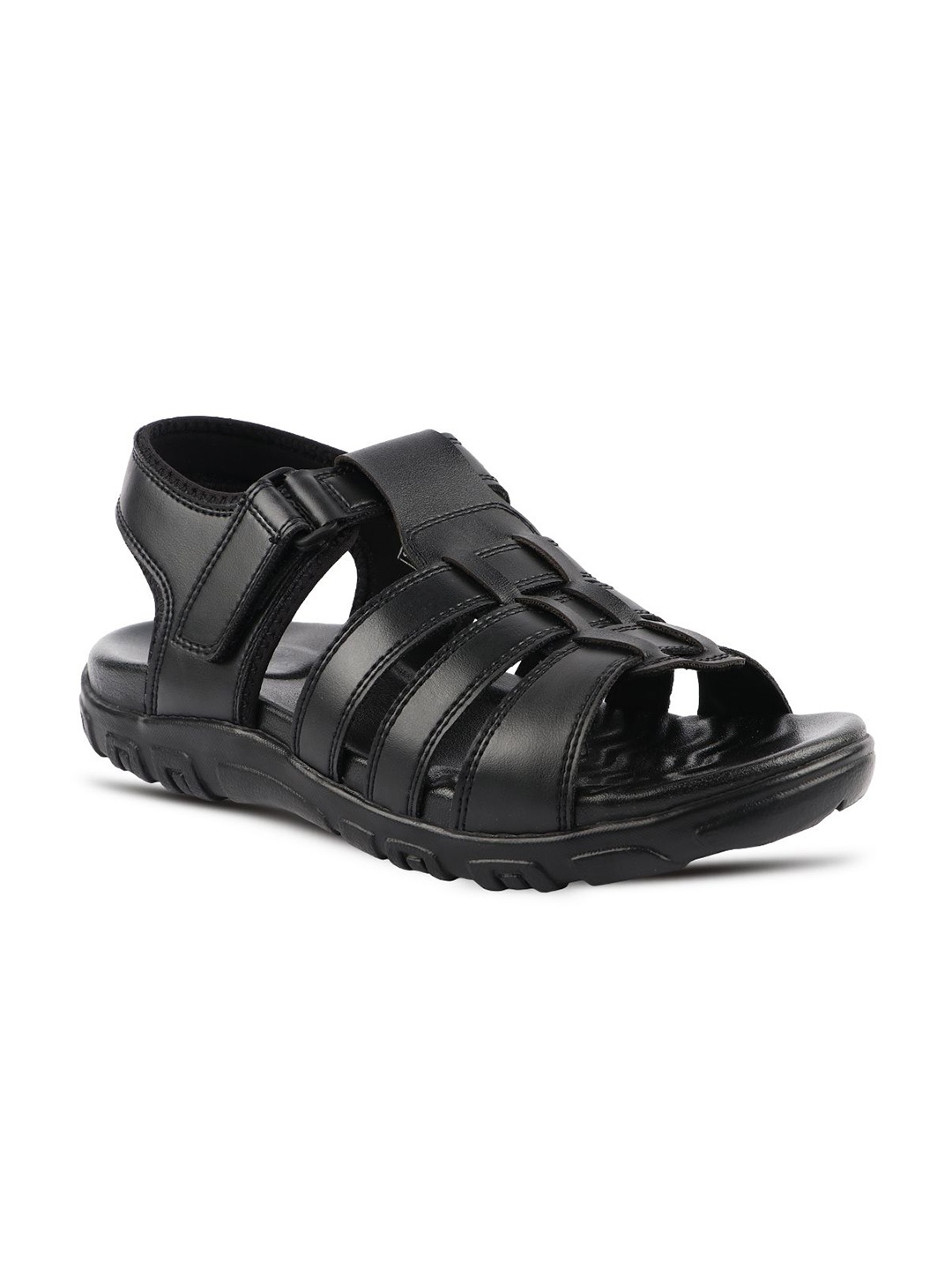 

MEDIFEET Men Leather Fisherman Sandals, Black