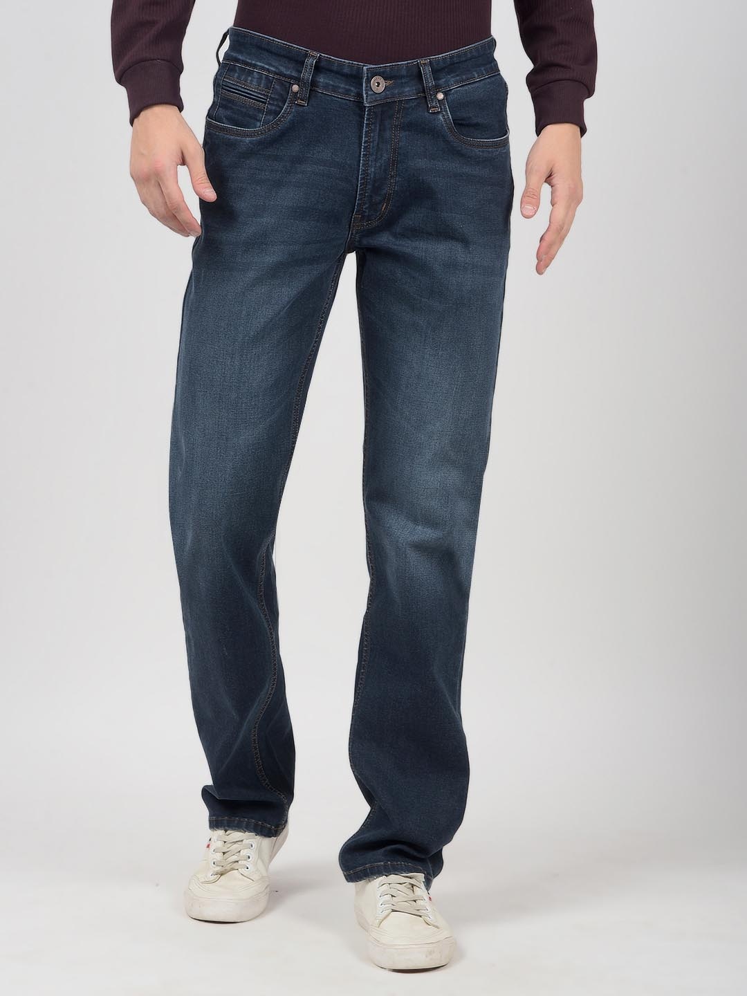 

Numero Uno Men Regular Fit Mid-Rise Light Fade Stretchable Jeans, Blue