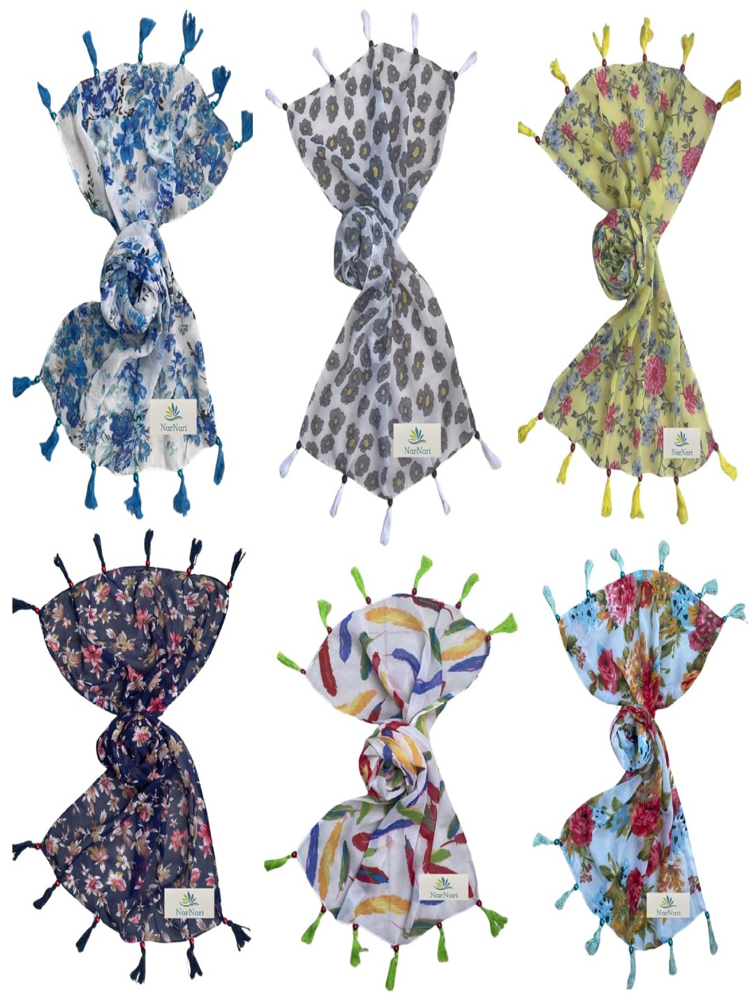

NarNari Women Printed Scarf, Blue