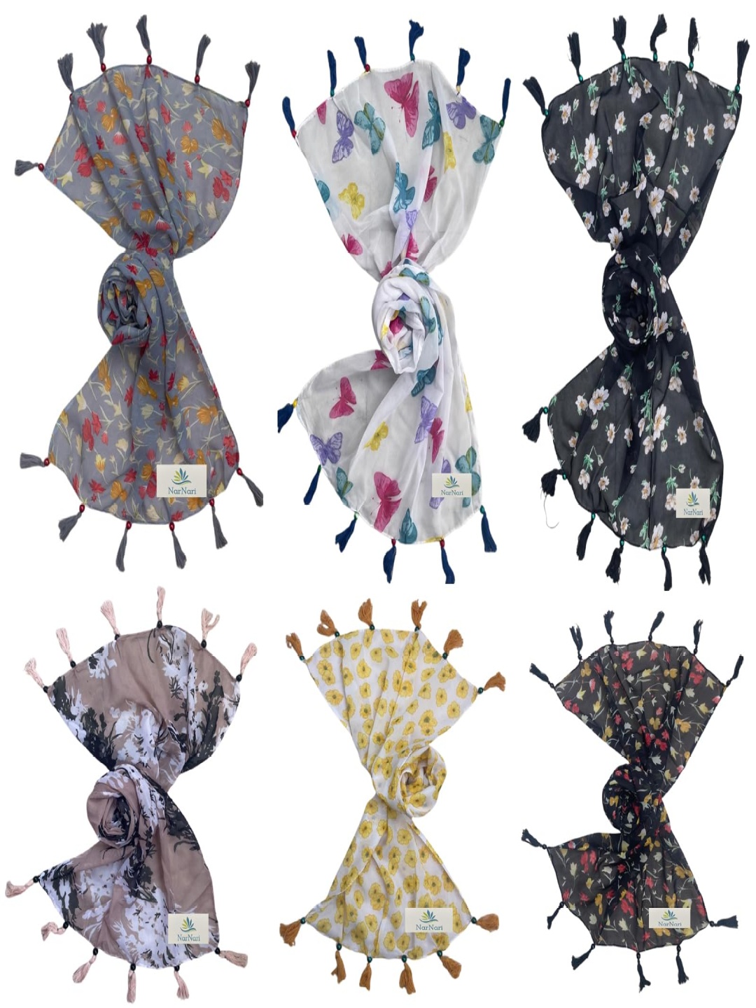 

NarNari Women Printed Scarf, Grey