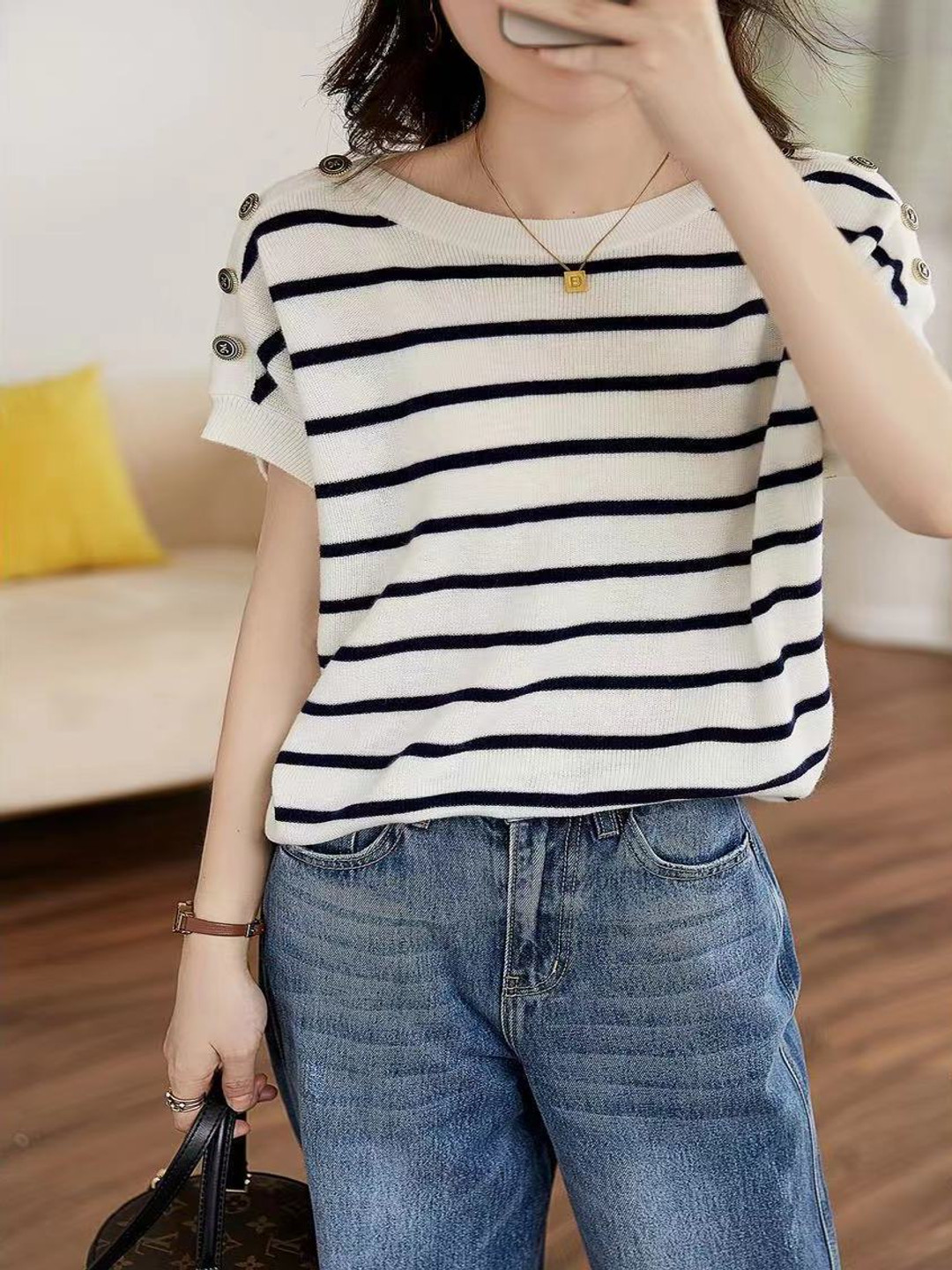 

StyleCast Women Striped Top, White