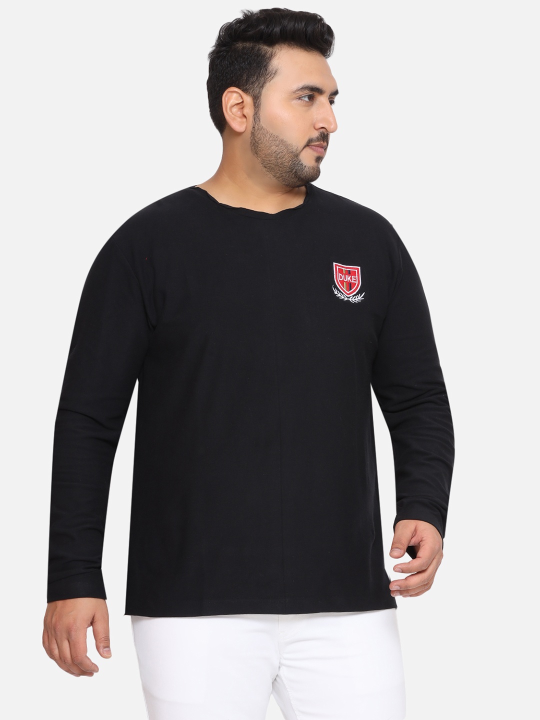 

Santonio Men Plus Size Solid Round Neck Cotton T-shirt, Black