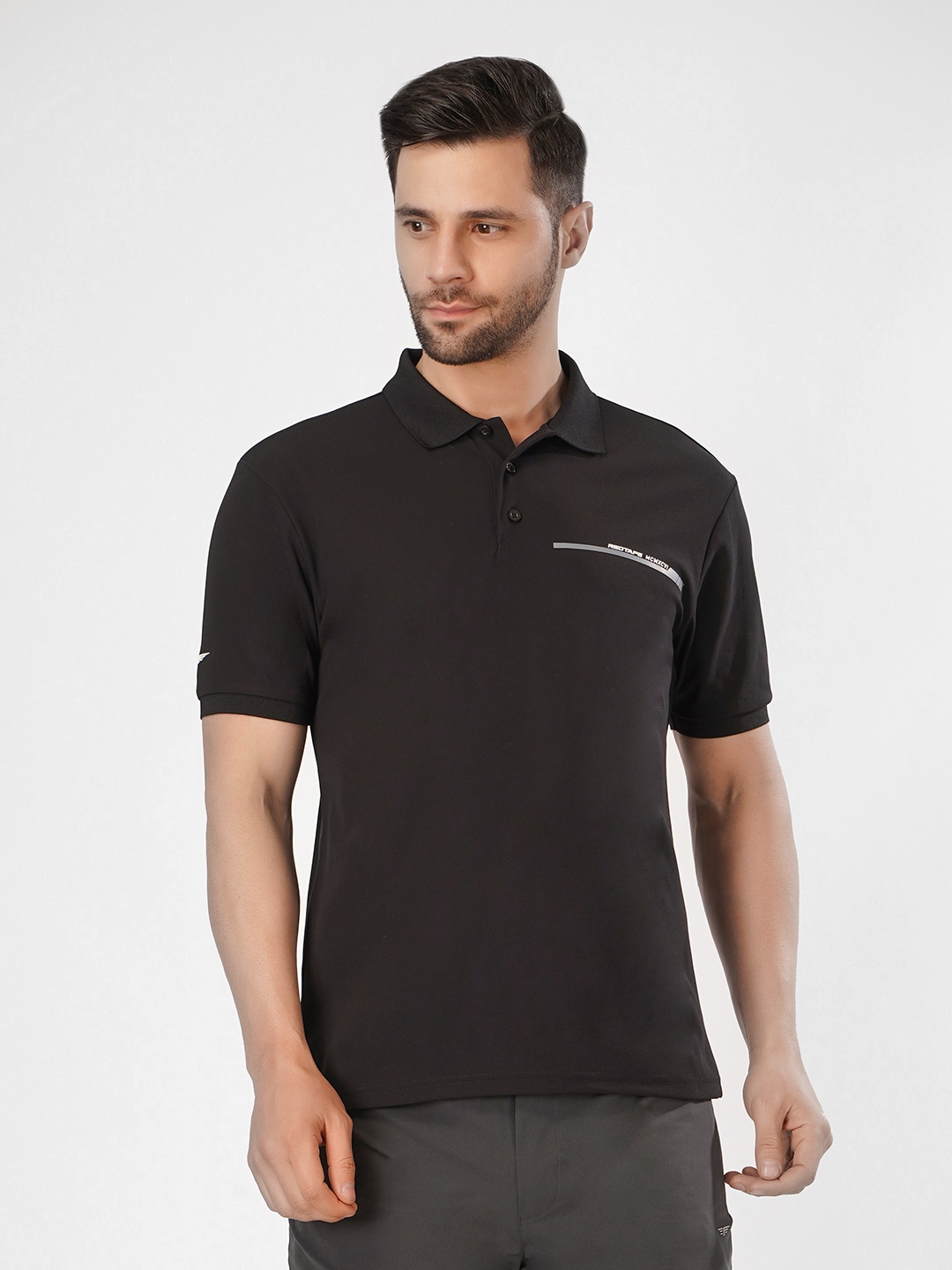 

Red Tape Men Solid Polo Collar T-shirt, Black