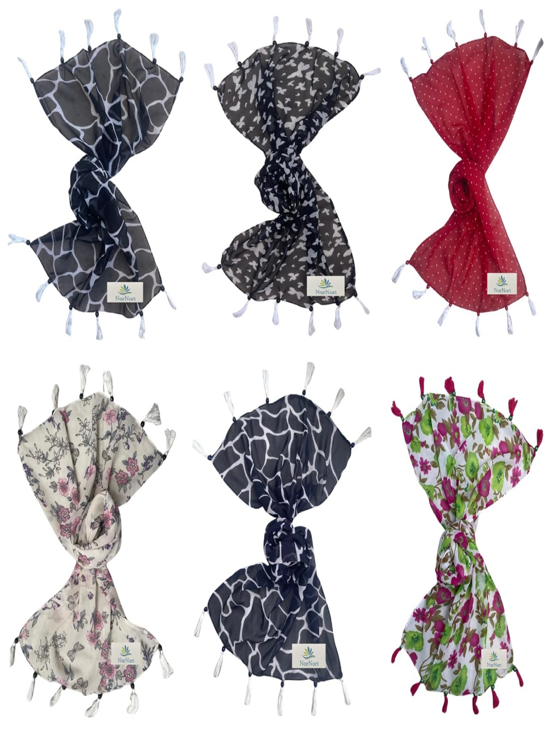 

NarNari Women Printed Scarf, Black