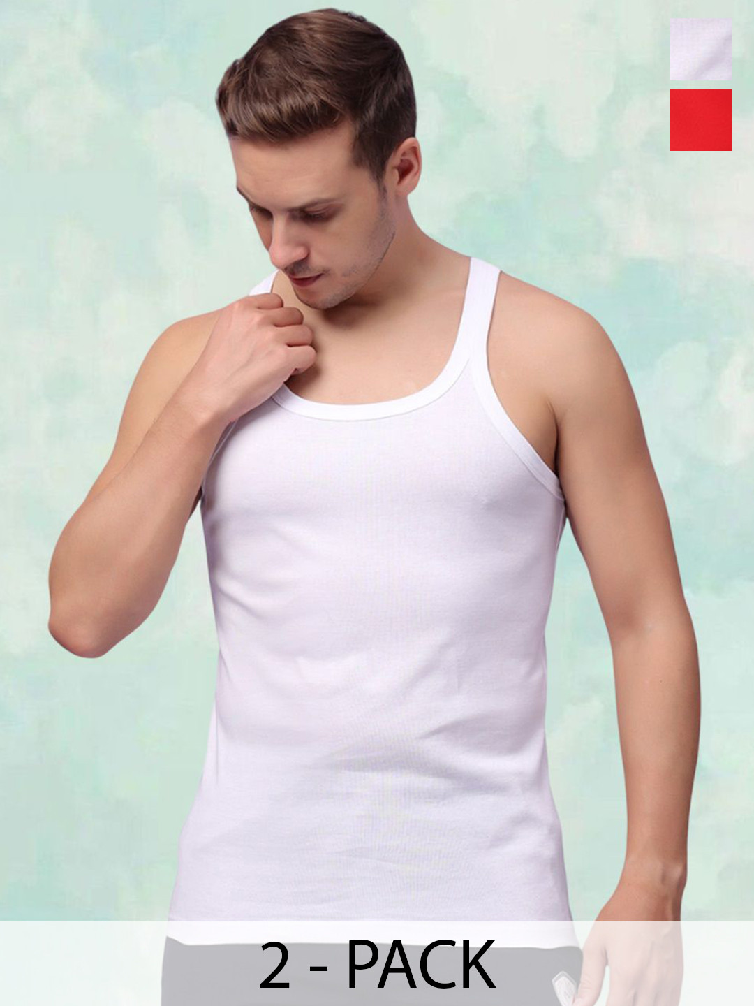 

FBAR Pack Of 2 Round Neck Gym Vest FBCA-02-03, White