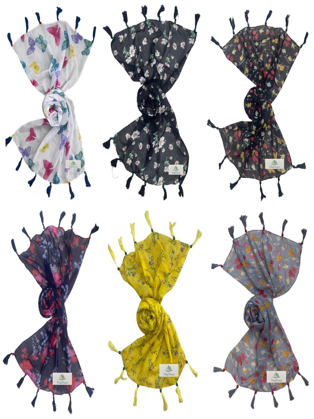 

NarNari Women Printed Scarf, Navy blue
