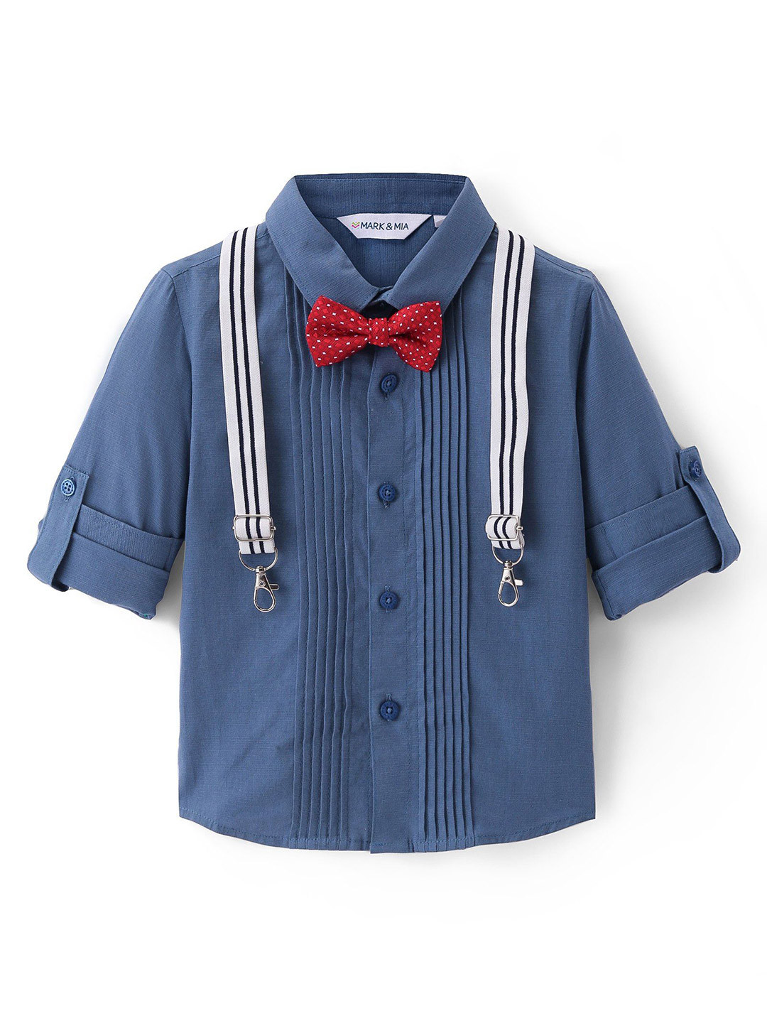 

Mark & Mia Boys Spread Collar Vertical Striped Cotton Casual Shirt, Blue