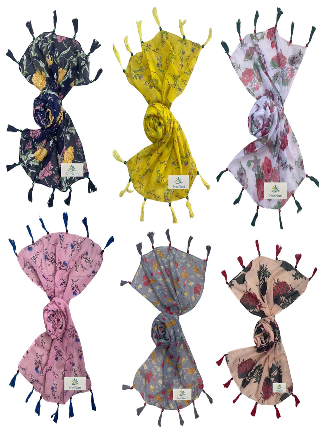 

NarNari Women Printed Scarf, Yellow