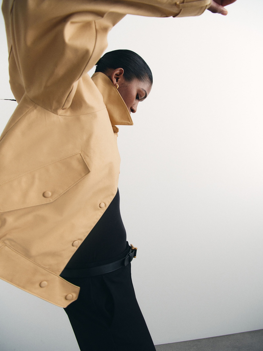

H&M Collared Twill Jacket, Beige