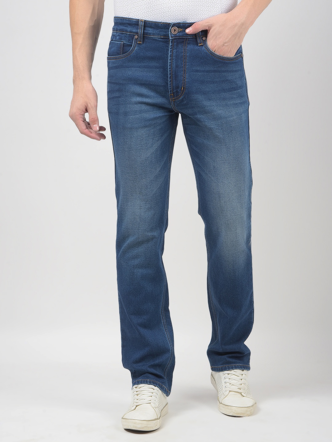 

Numero Uno Men Straight Fit Light Fade Stretchable Jeans, Blue