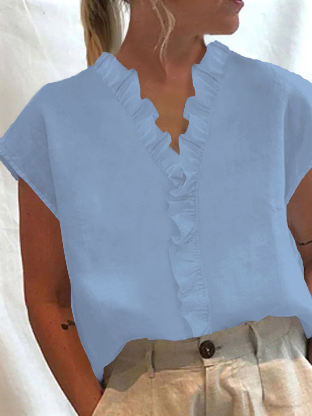 

StyleCast x Revolte Ruffles Peplum Top, Blue