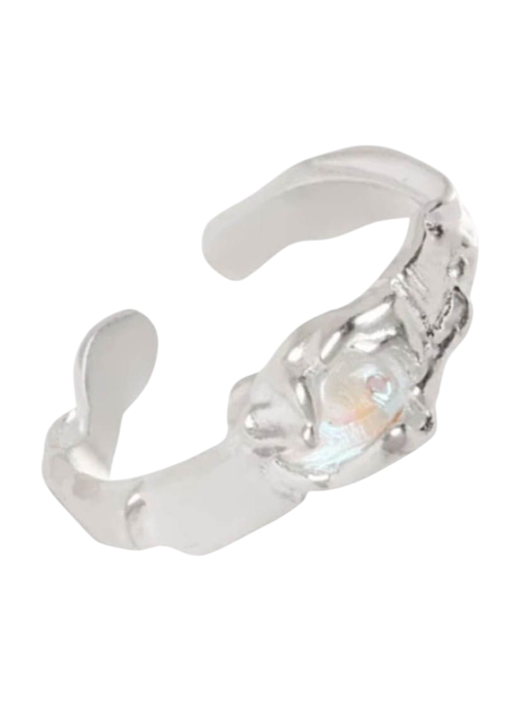 

StyleCast Silver-Toned Silver-Plated Adjustable Finger Ring