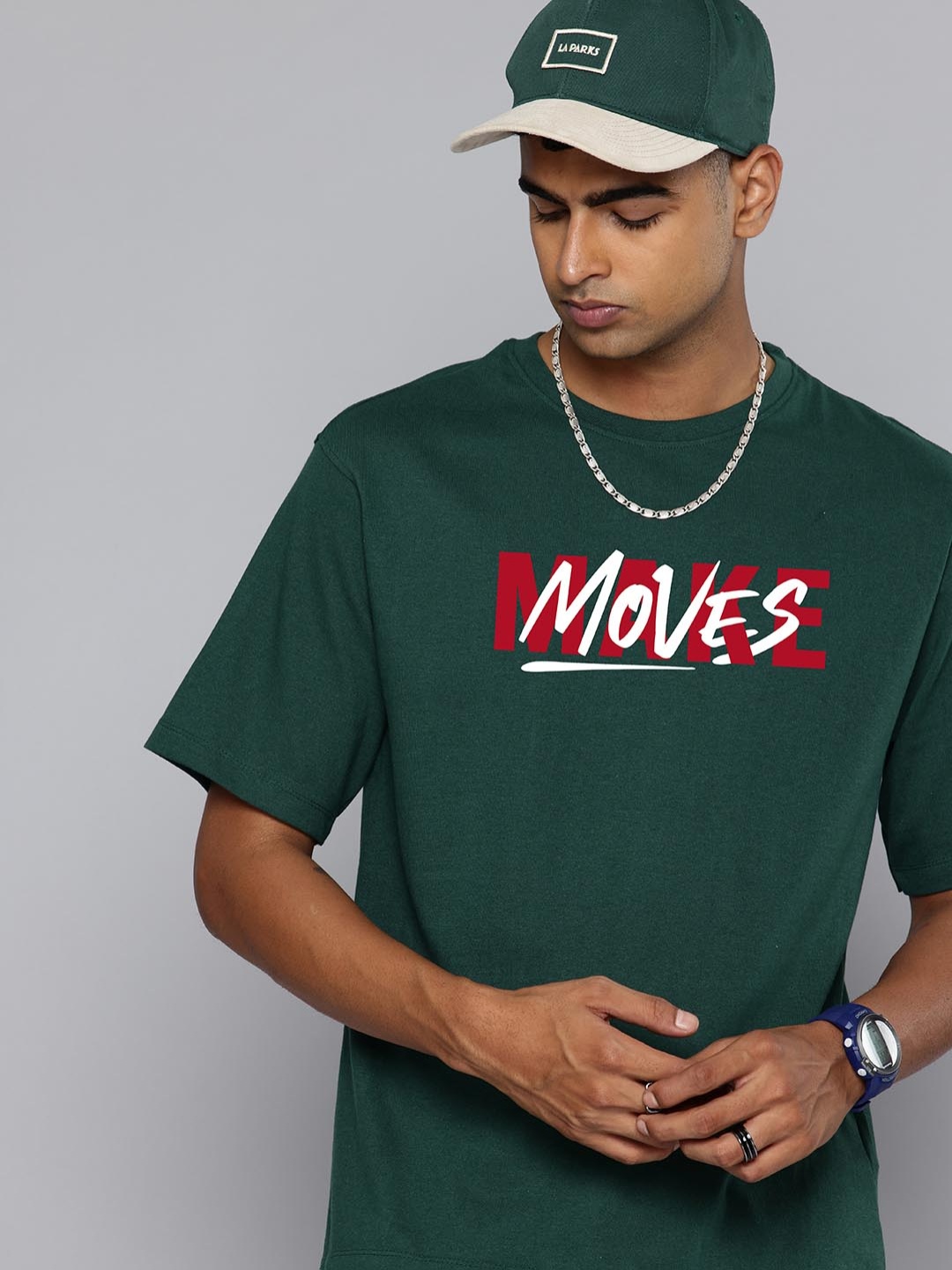 

R.Code by The Roadster Life Co. Men Printed Applique T-shirt, Green