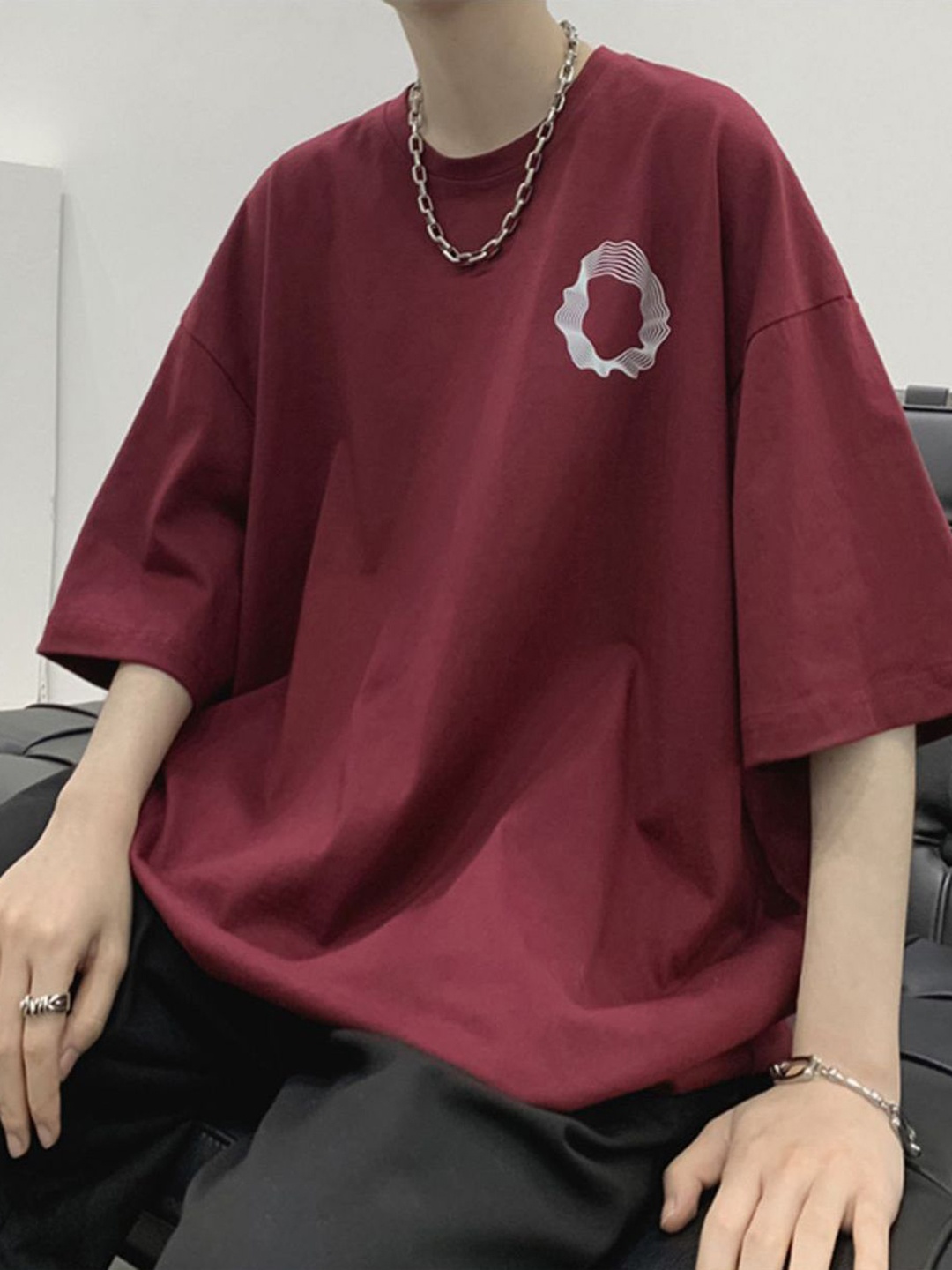 

StyleCast x Revolte Men Graphic Printed Round Neck T-shirt, Maroon