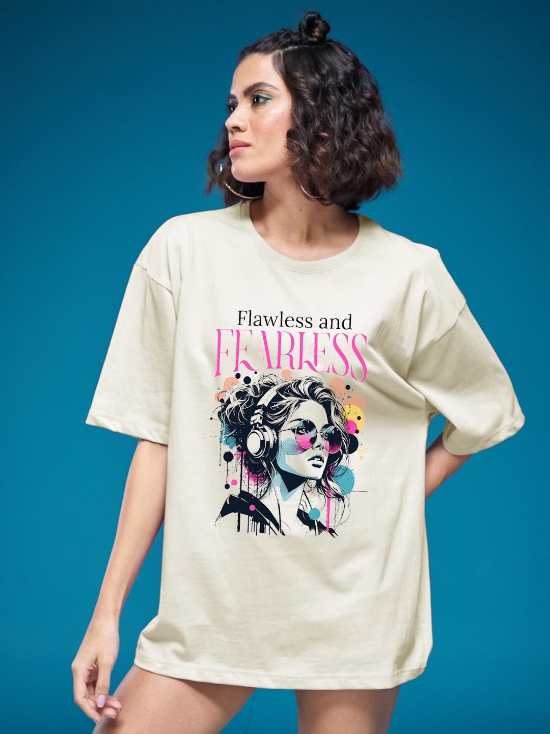 

SMARTEES Women Graphic Printed Round Neck Cotton Oversized T-shirt, Green