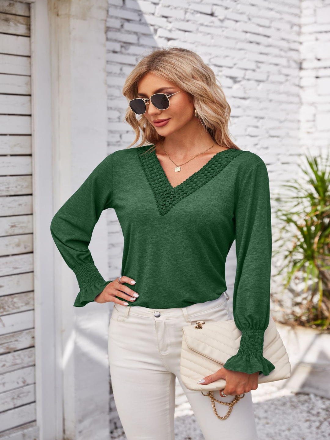 

StyleCast x Revolte Applique Peplum Top, Green