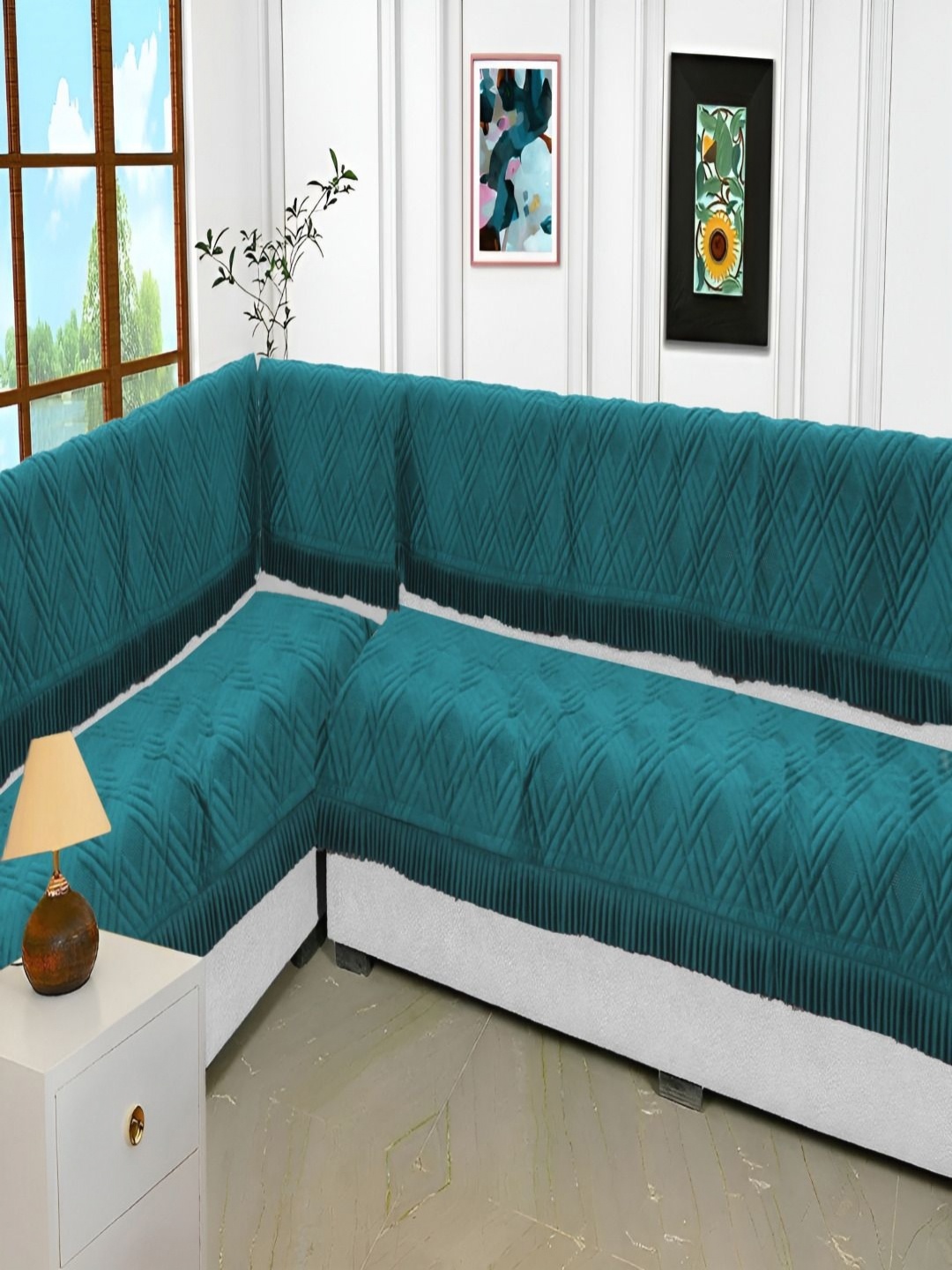 

Fashion Throw Teal Velvet Sofa Cover