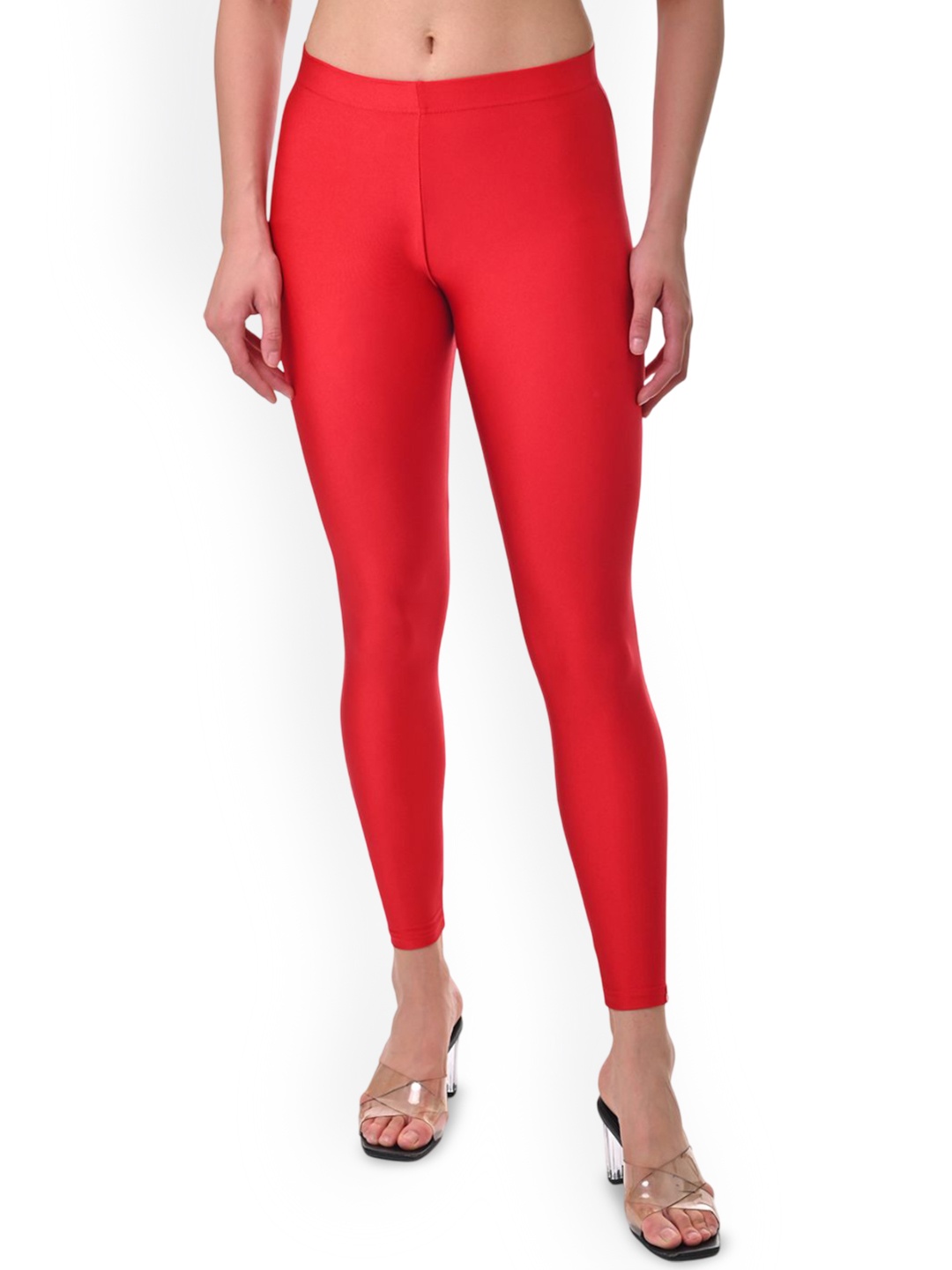 

Fly Birds Women Mid-Rise Slim Fit Ankle-Length Leggings, Red