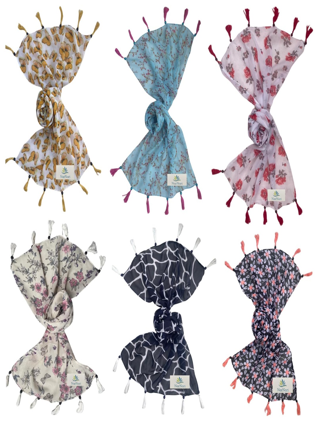 

NarNari Women Printed Scarf, Yellow