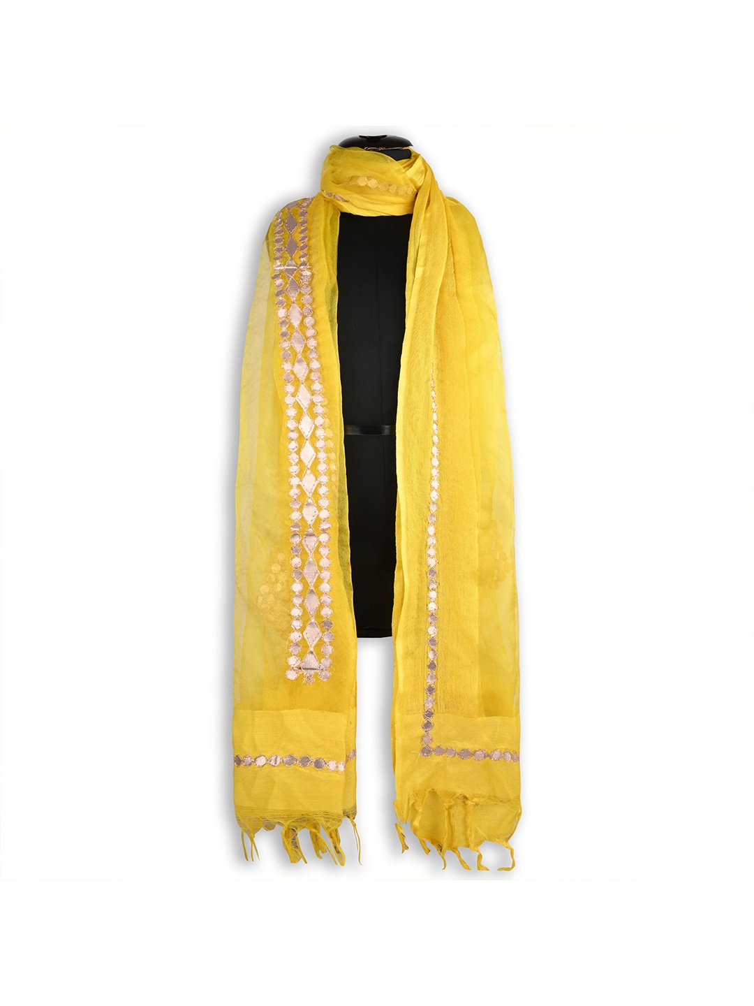 

Wish Karo Ethnic Motifs Embroidered Dupatta with Thread Work, Yellow
