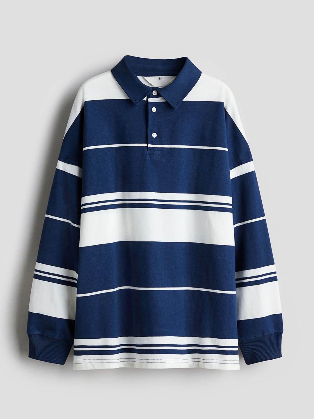 

H&M Cotton Jersey Rugby Shirt, Blue