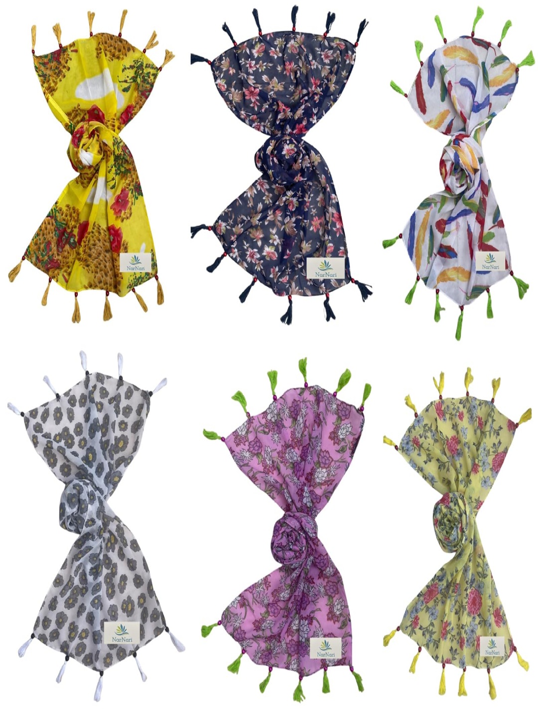 

NarNari Women Printed Scarf, Black