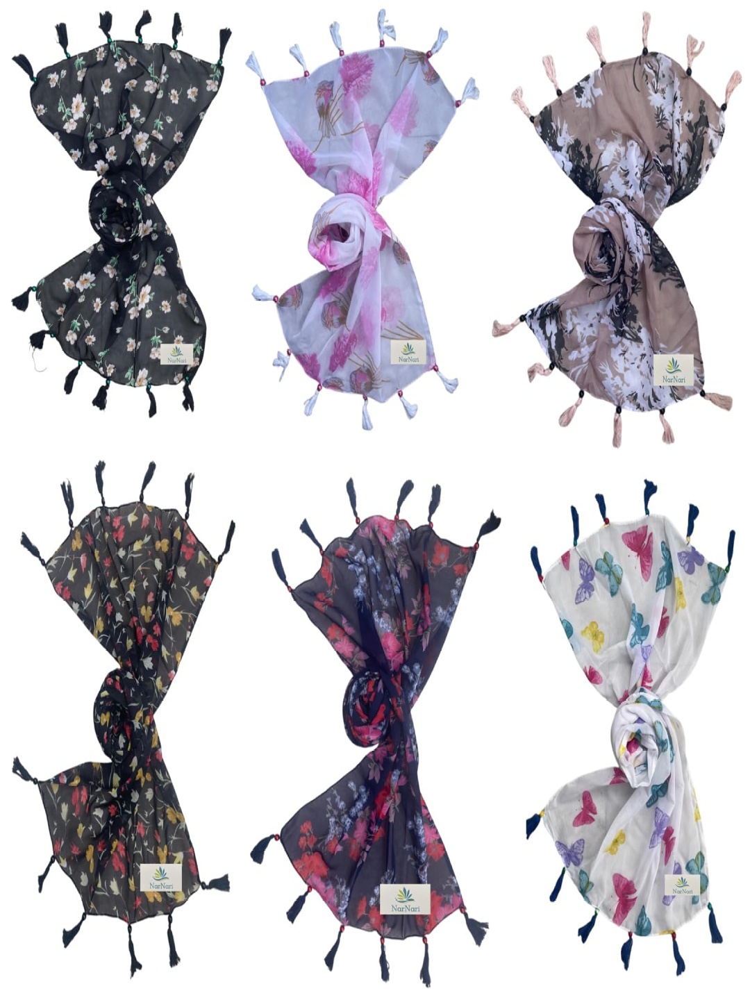 

NarNari Women Printed Scarf, Pink