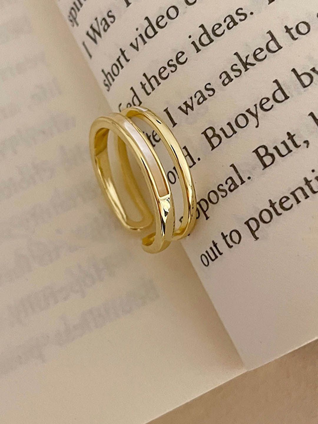 

StyleCast Elegant Gold-Toned Double Layered Adjustable Finger Ring