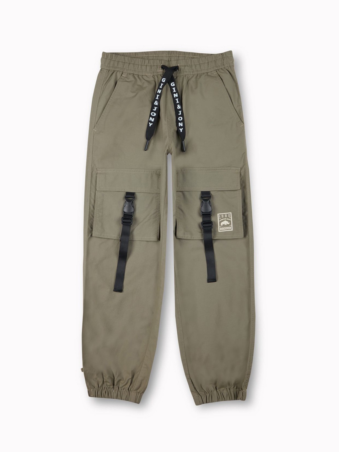 

Gini and Jony Boys Regular Fit Comfort Cotton Cargos Trousers, Olive