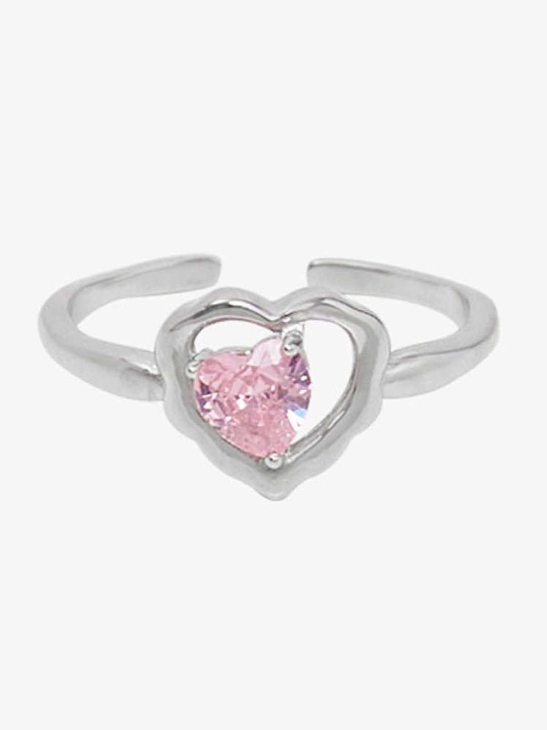 

StyleCast Elegant Silver-Toned Artificial Stones Studded Heart Shaped Finger Ring