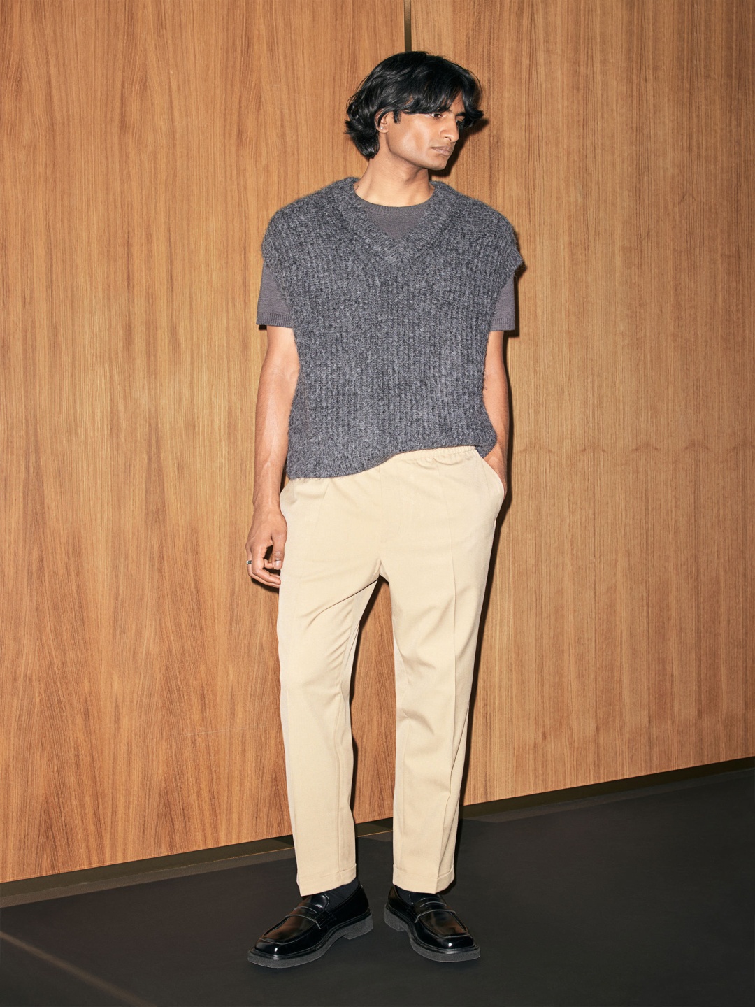 

H&M Slim Fit Tailored Trousers, Beige