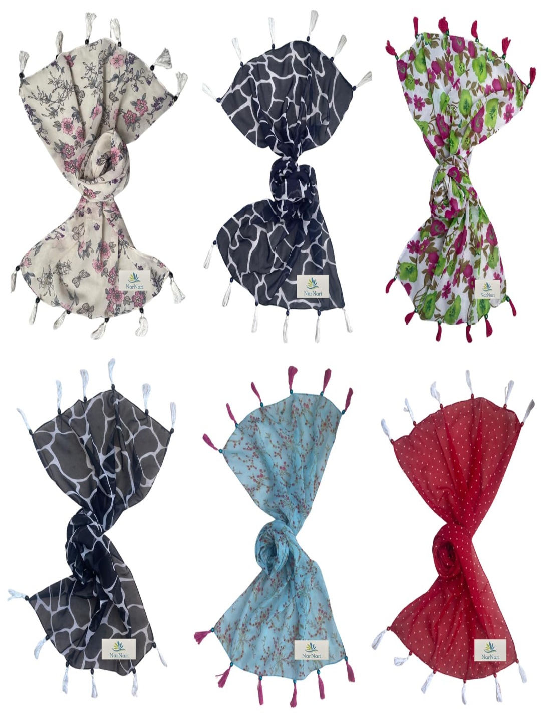 

NarNari Women Printed Scarf, Red