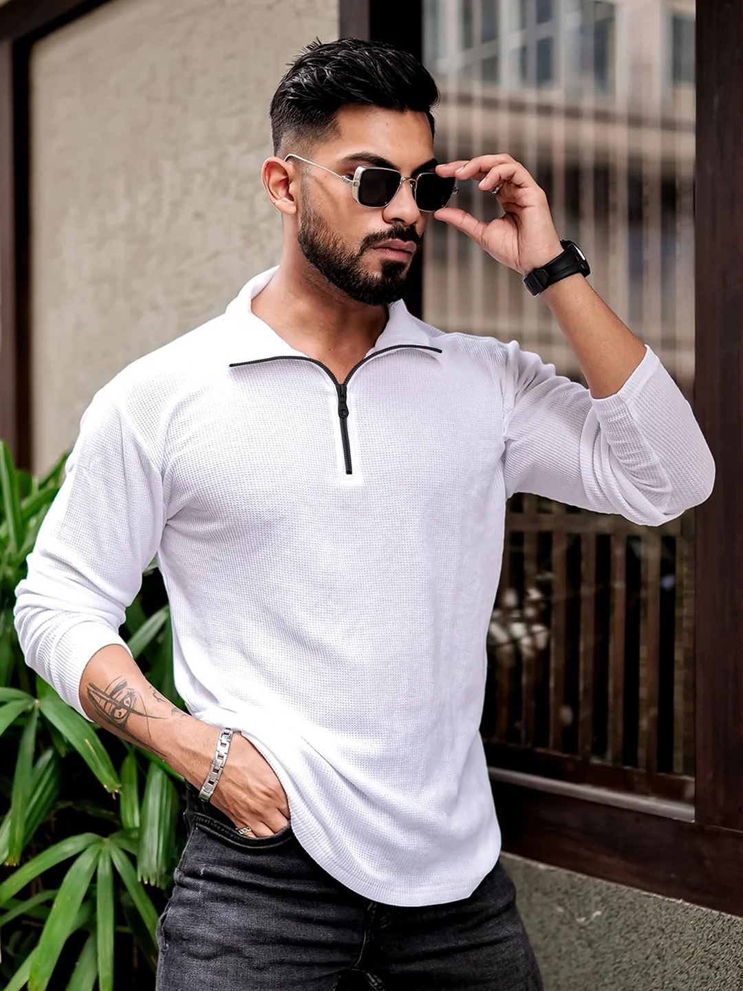 

Kushi Flyer Men Solid Polo Collar T-shirt, White