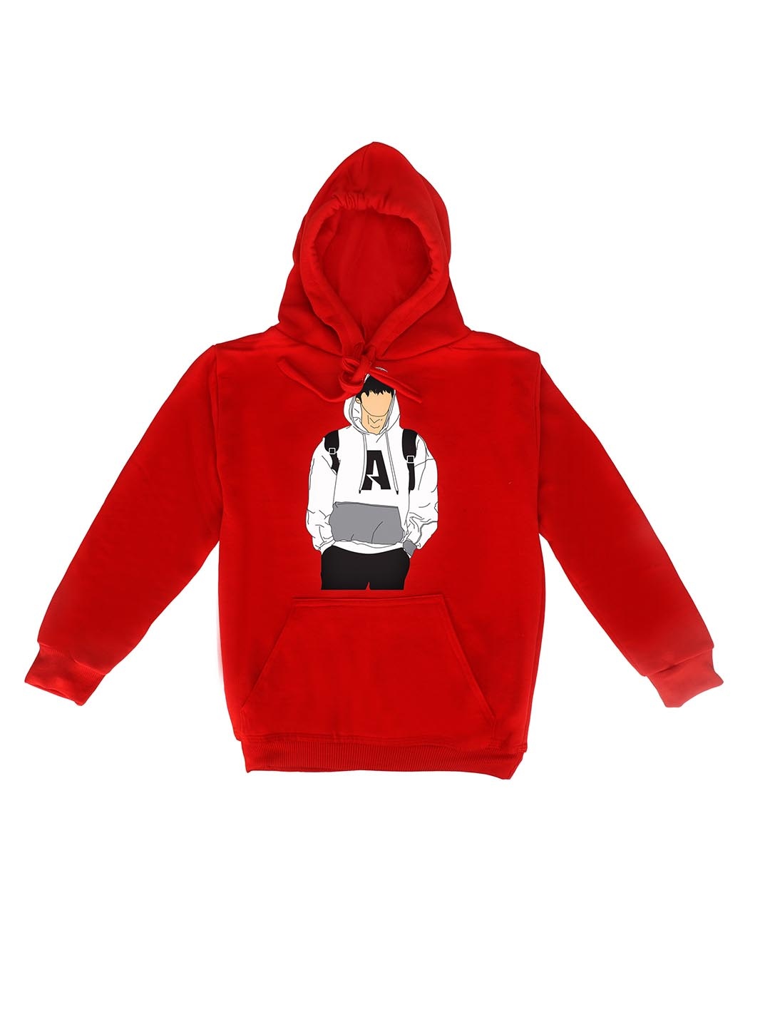 

Fabvio Plus Unisex Kids Printed Hooded Sweatshirt, Red