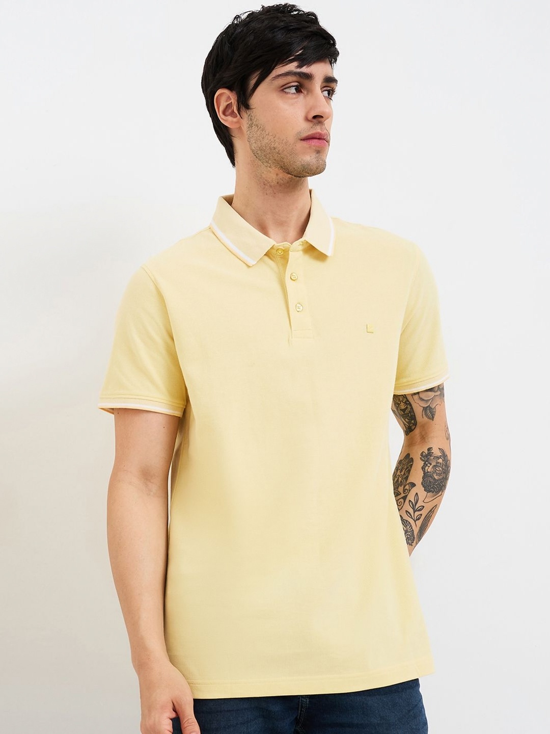 

SPYKAR Men Solid Polo Collar Cotton T-shirt, Yellow