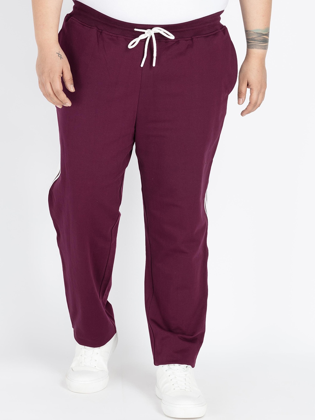 

UNSIZED Men Plus Size Regular Fit Cotton Track Pants, Maroon