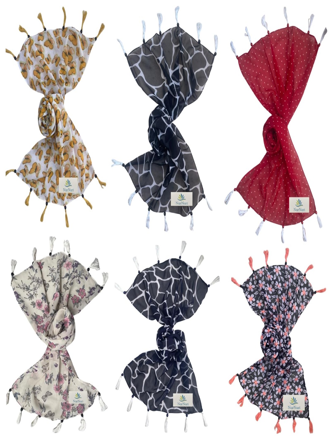 

NarNari Women Printed Scarf, Black
