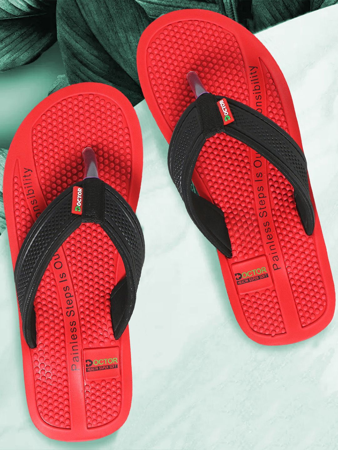 

DOCTOR HEALTH SUPER SOFT Women Slip-On Flip Flops, Red