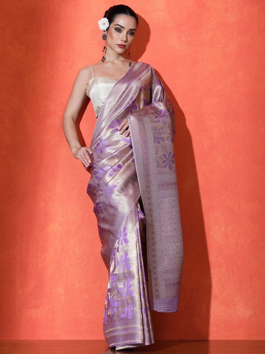 

SARHA Woven Design Kanjeevaram Saree, Purple