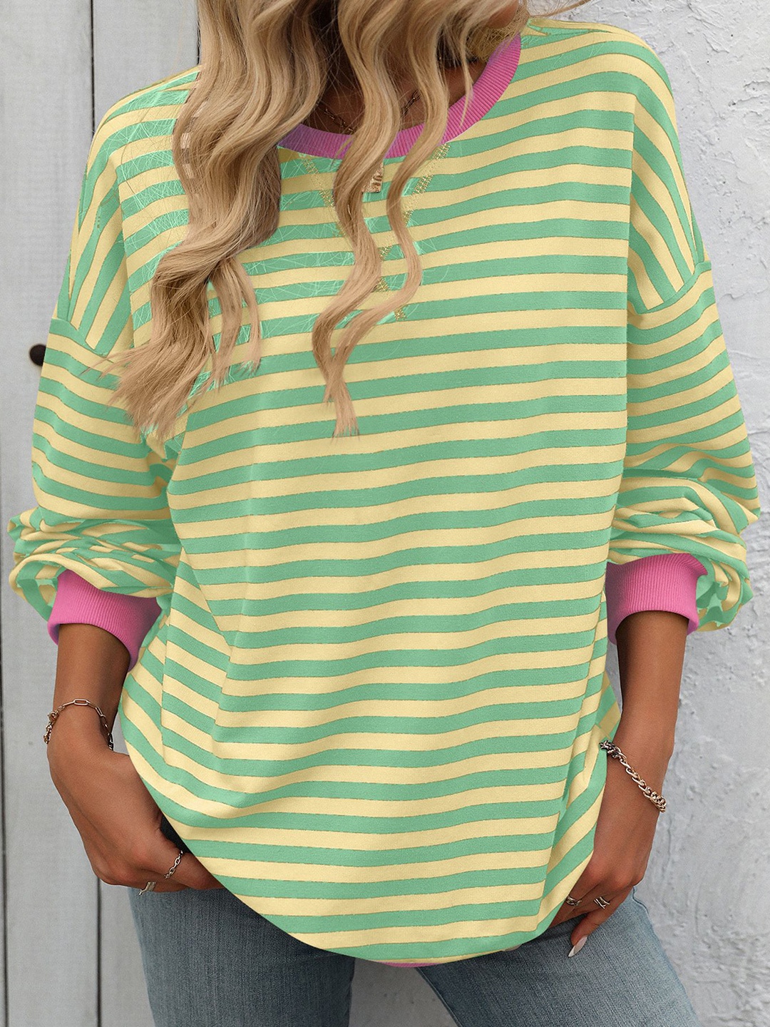 

StyleCast x Revolte Women Striped Top, Green