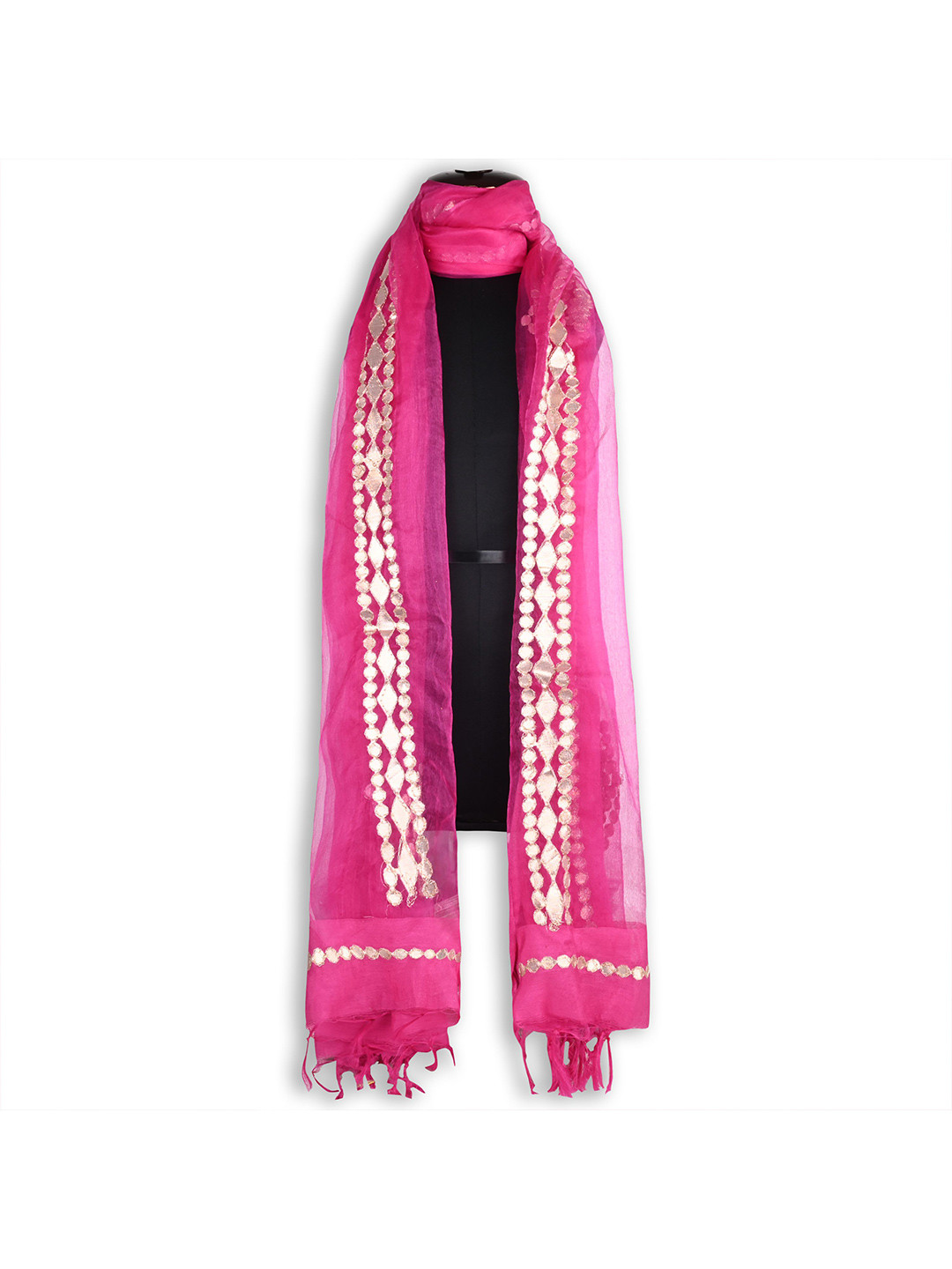 

Wish Karo Embroidered Dupatta with Mirror Work, Pink