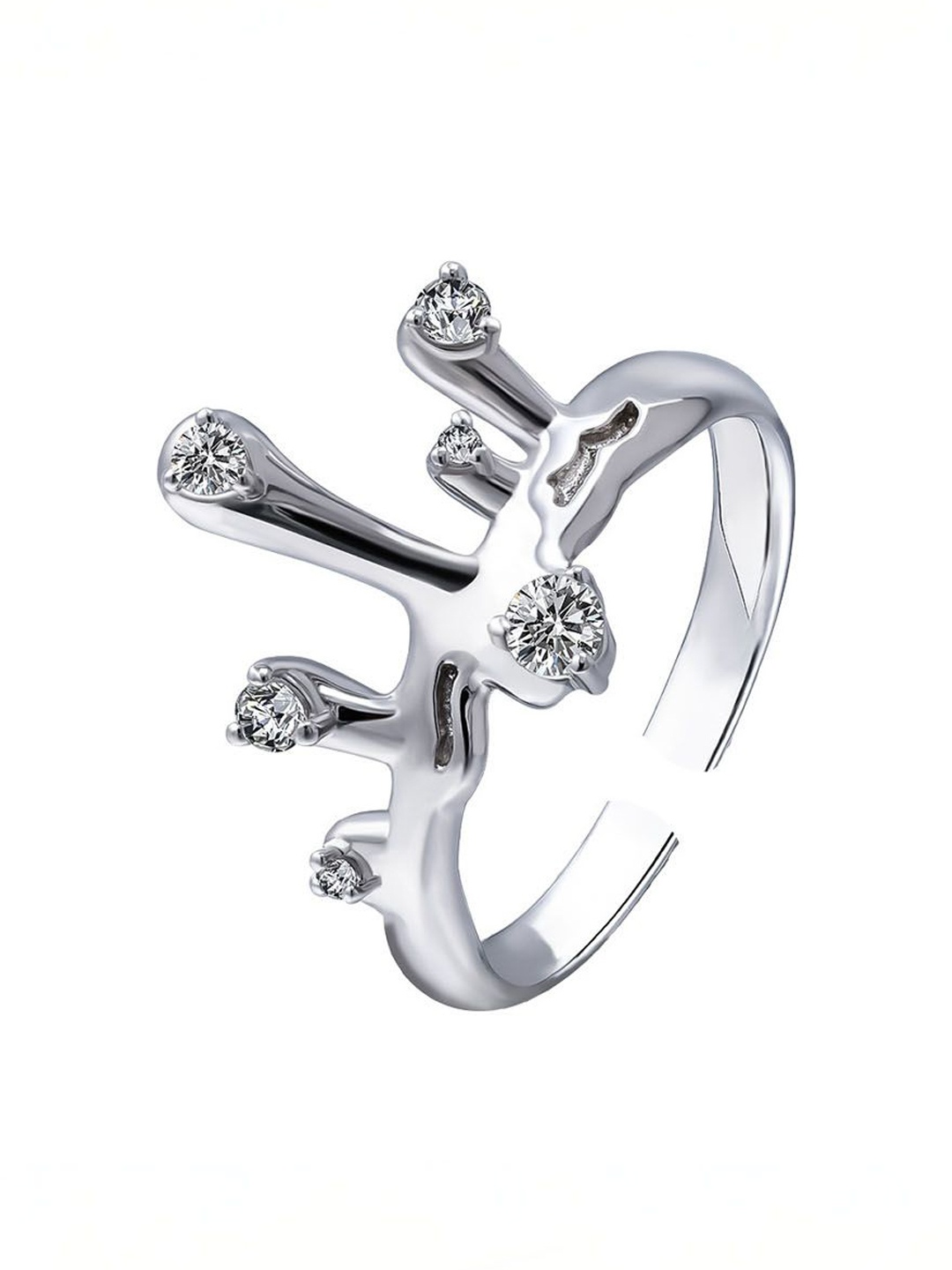 

StyleCast Elegant Silver-Toned Silver-Plated Artificial Stone-Studded Finger Ring