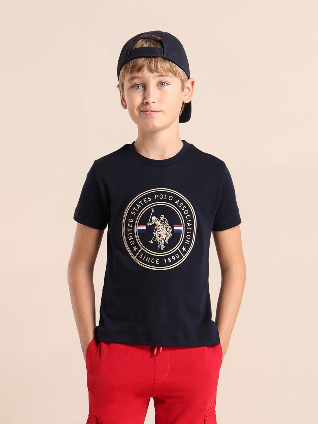 

U.S. Polo Assn. Kids Boys Brand Logo Printed T-shirt, Blue