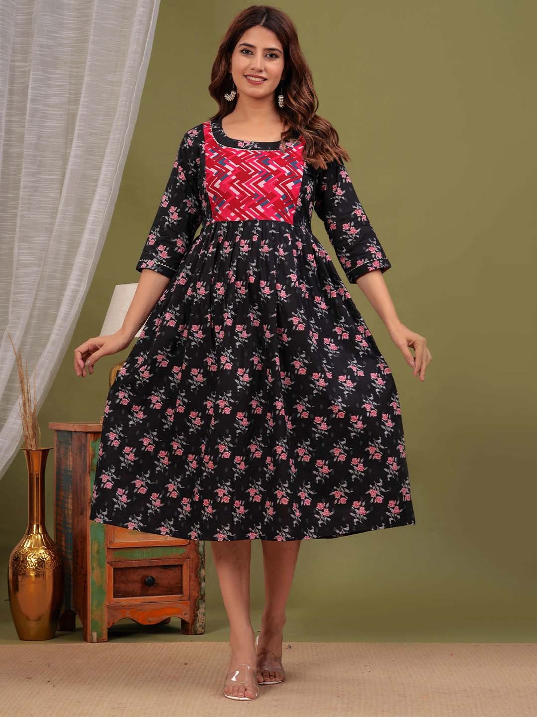 

mad fury Floral Print Maternity Maxi Dress, Black