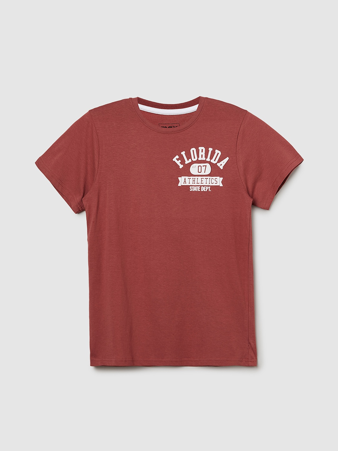 

max Boys Typography Printed Round Neck Cotton T-shirt, Brown