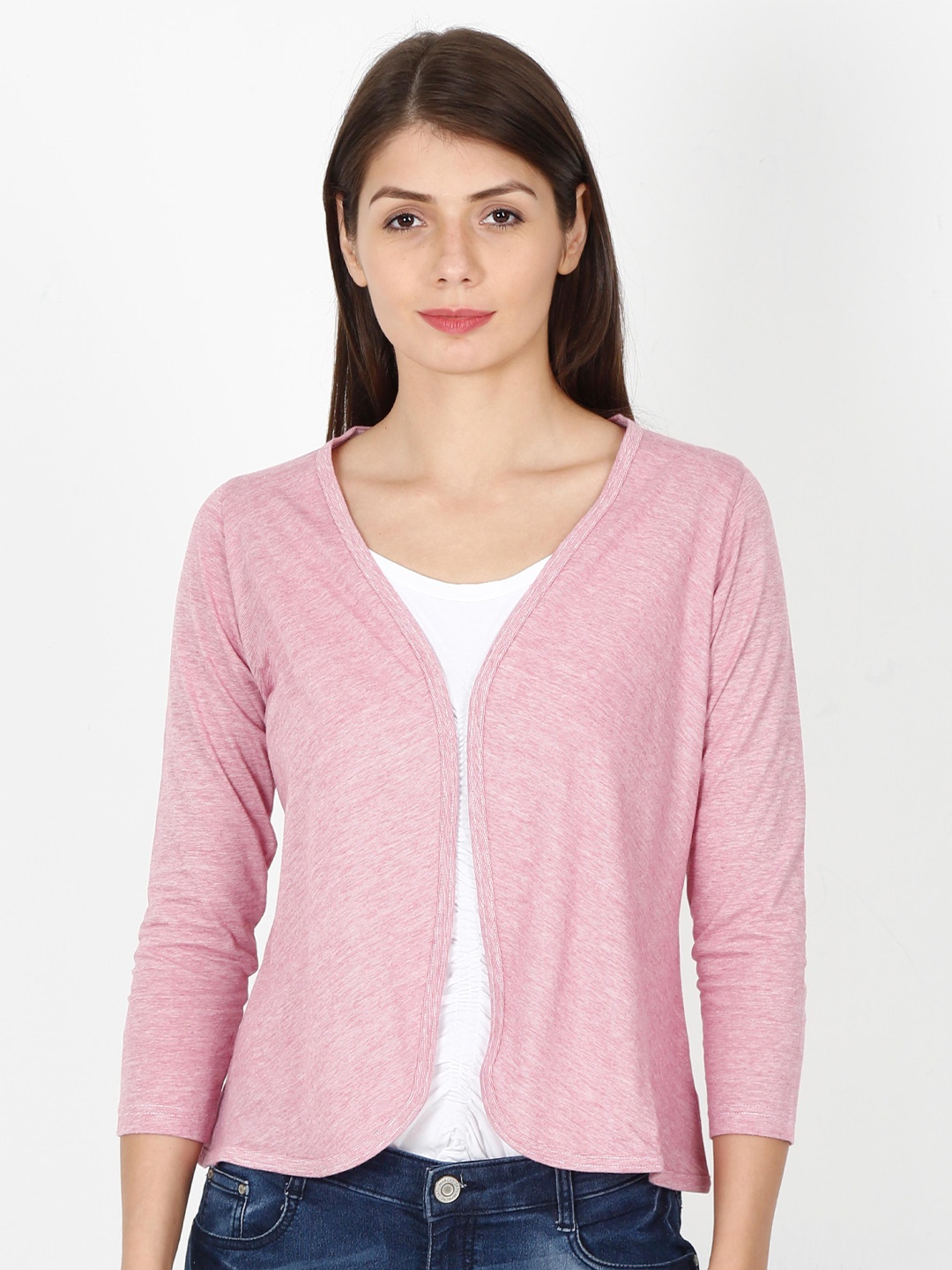 

ECOLINE Clothing Eco Friendly V-Neck Open Front Shrug, Pink