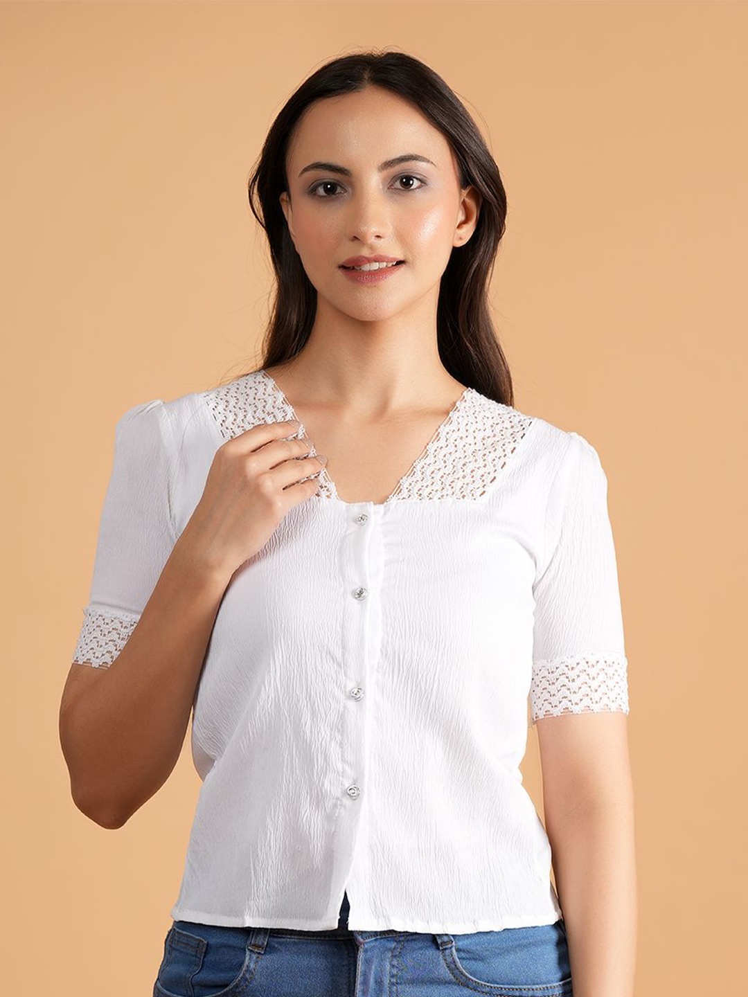 

NEYSA Women Georgette Top, White