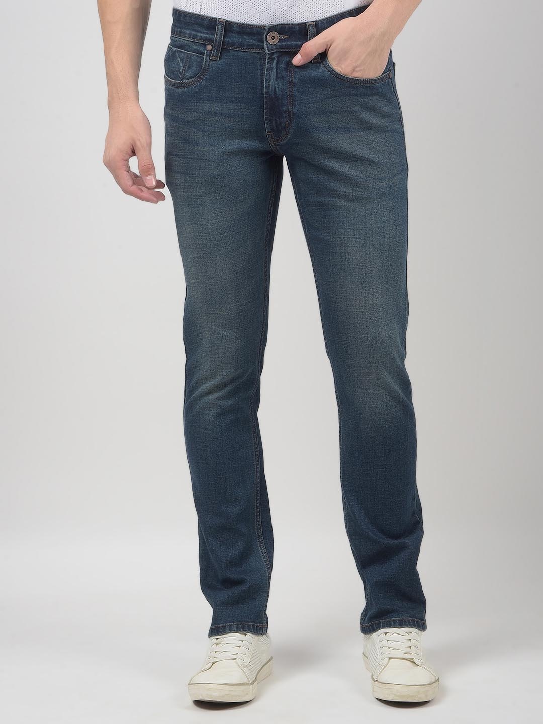 

Numero Uno Men Skinny Fit Low-Rise Light Fade Stretchable Jeans, Blue