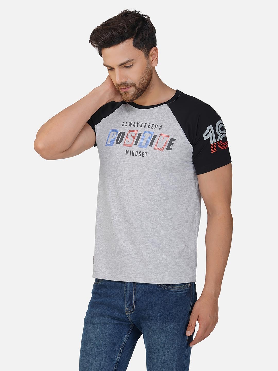 

ALARM Men Typography Printed Round Neck Cotton Slim Fit T-shirt, Grey