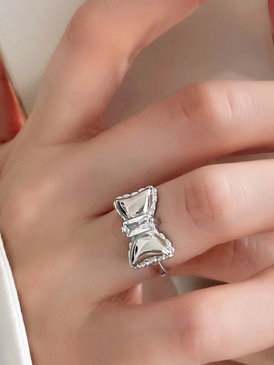 

StyleCast Silver-Plated Artificial Stones Studded Finger Ring